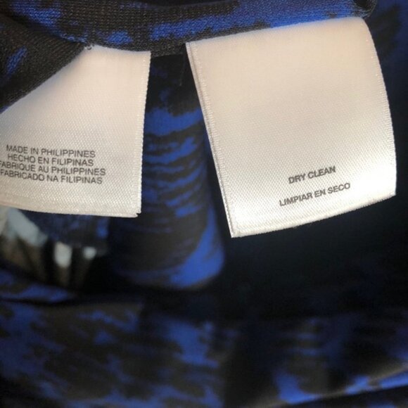 Jones New York Dress US 10 Blue Black Faux Wrap Chevron - Picture 9 of 11